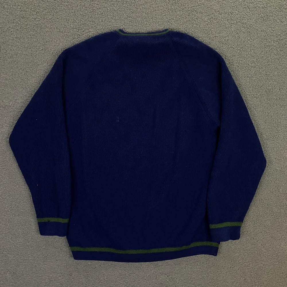 True Vintage 50s 60s Mr. Sid Sweater FITS Men Small Ribbed Knit Wool V-Neck Blue - Picture 9 of 16